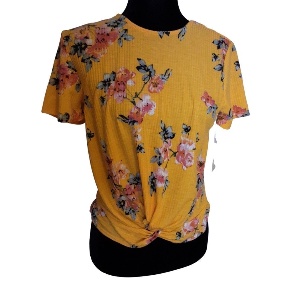 Wishful Park Twisted Knot Top Bright Floral sz M/L‎